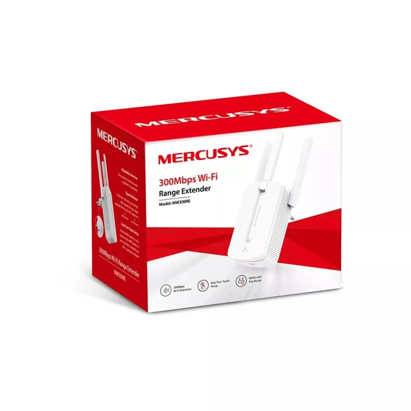 Mercusys MW300RE WiFi N kartotuvas 300Mbps belaidžio tinklo stiprintuvas (N300, 2 išorinės antenos)