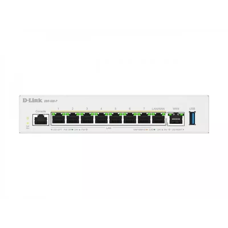 D-Link DBR-600-P/B verslo PoE maršrutizatorius, Ethernet WAN, 2.5 Gigabit Ethernet, baltas