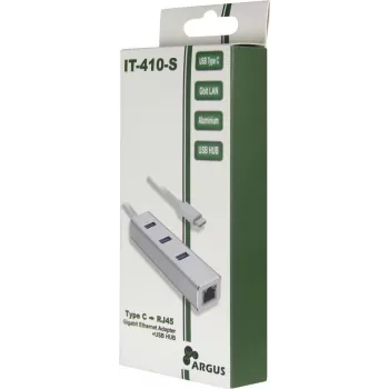 Inter-Tech Argus IT-410-S USB-C stotelė su Gigabit Ethernet
