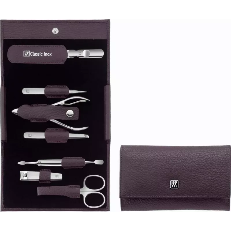 ZWILLING Classic nerūdijančio plieno kelioninis manikiūro rinkinys 97646-008-0, violetinis dėklas, 7 dalių