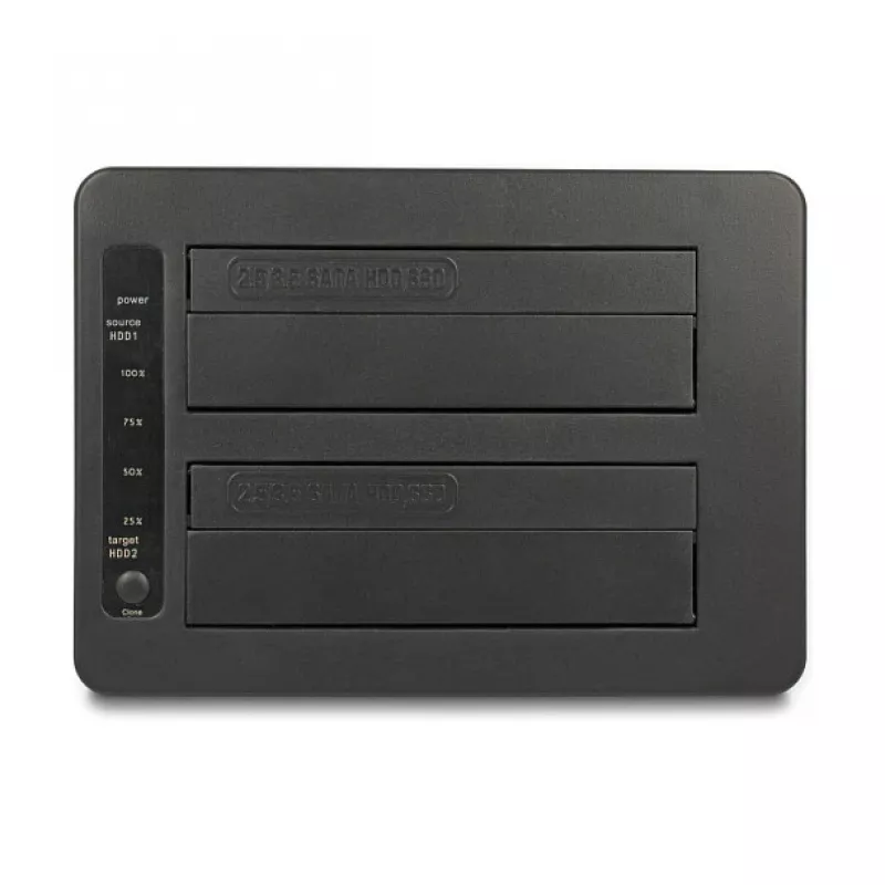DeLOCK USB dviejų diskų dokavimo stotelė 2 x SATA HDD/SSD su klonavimo funkcija ir kortelių skaitytuvu