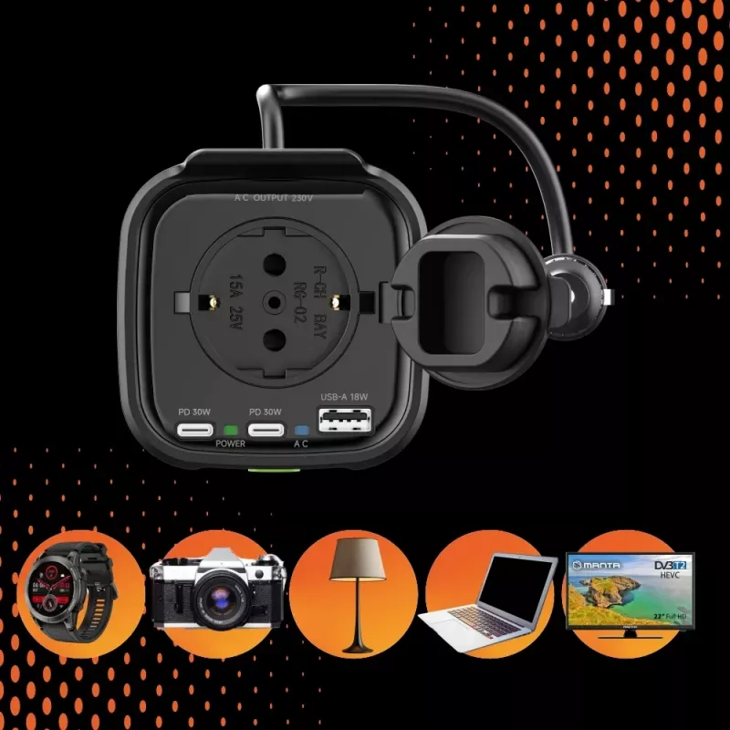 Inverteris MANTA MPI201C 150W nuolatinė į kintamą