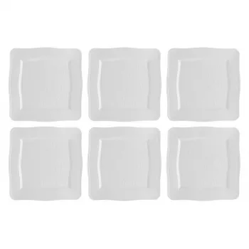 Kvadratinės pietų lėkštės LA PORCELLANA BIANCA Florentina White 26,5 cm – 6 vnt. rinkinys
