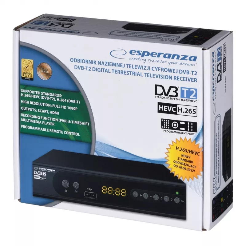 Dekoderis TV DVB-T2 HEVC H.265 su HDMI