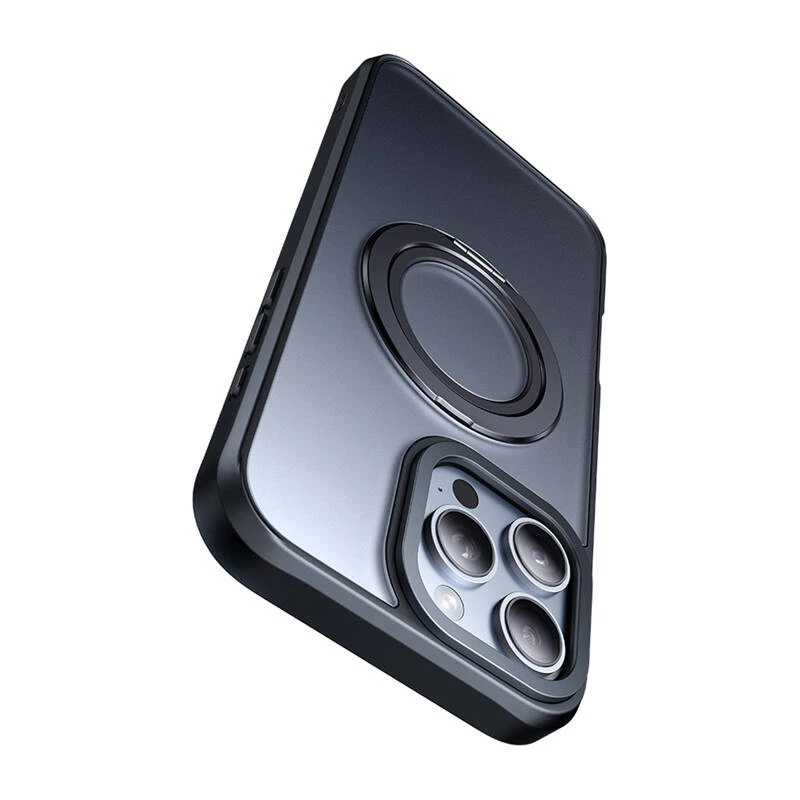 Apsauginis dėklas McDodo PC-4932 iPhone 16 Pro su integruotu stoveliu, juodas