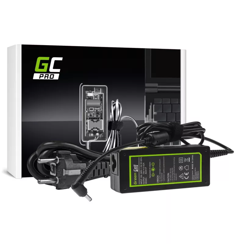 Maitinimo adapteris Green Cell AD41P 65W, skirtas ASUS nešiojamiesiems kompiuteriams, 19V 3,42A, vidaus naudojimui, juodos spalvos