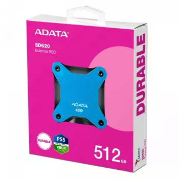 Išorinis SSD ADATA SD620 512 GB, USB 3.2 Gen 2 Micro-USB B, mėlynas, silikoninis korpusas, atsparus smūgiams