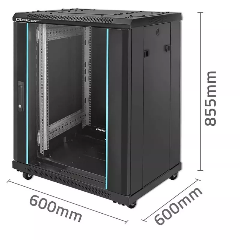 Tinklinis spintos stovas QOLTEC 54518 19 colių 15U – plieninis 19 colių įrangos korpusas