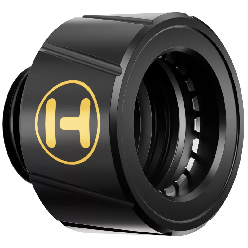 Fittingas HYTE FIT-001 kompiuterio aušinimo sistemai, žalvaris, silikonas, plienas, juodas