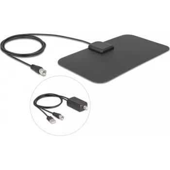 Antena DELOCK 12085 aktyvi visakryptė DAB+ DVB‑T2 stiprinimas 5–25 dB