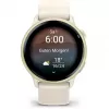 Išmanusis laikrodis Garmin vívoactive 6 (42 mm) su 1,2" AMOLED 390 x 390 liečiamuoju ekranu, GPS, Wi-Fi, 8 GB atmintimi, Lunar Gold aliuminio korpusu ir Bone silikoniniu dirželiu