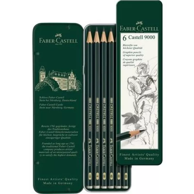 Grafitinis pieštukas Faber-Castell 9000 Green Wood 6 vnt.