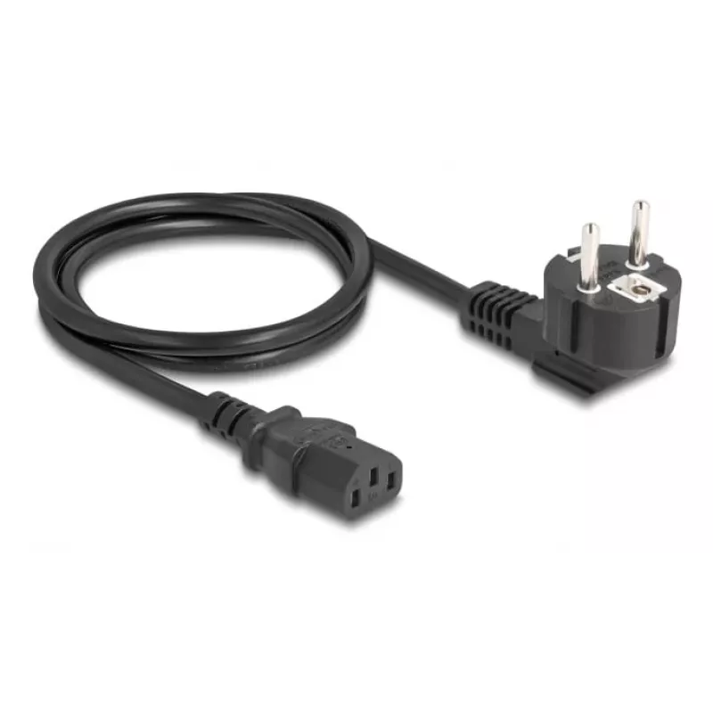 Maitinimo laidas DELOCK CEE 7/7 (E+F) į IEC C13 90° kampu, 1 m, H05VV-F 3x1,00 mm², juodas