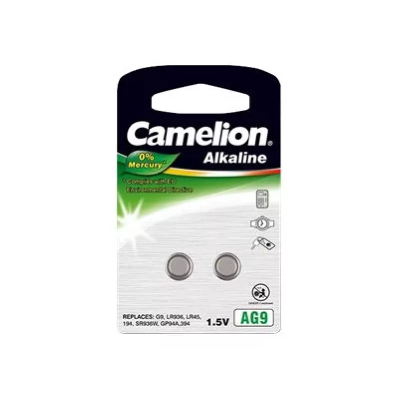 Baterija mygtukinė CAMELION AG9 (šarminė) – 2 vnt. mažai elektronikai, modelis 12050209