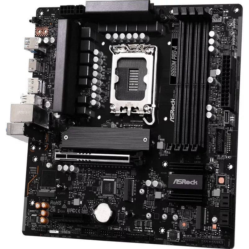 Motininė plokštė ASRock B860M Pro-A micro ATX — Intel B860, LGA 1851, DDR5, 4 DIMM, iki 256 GB, 2.5Gb Ethernet