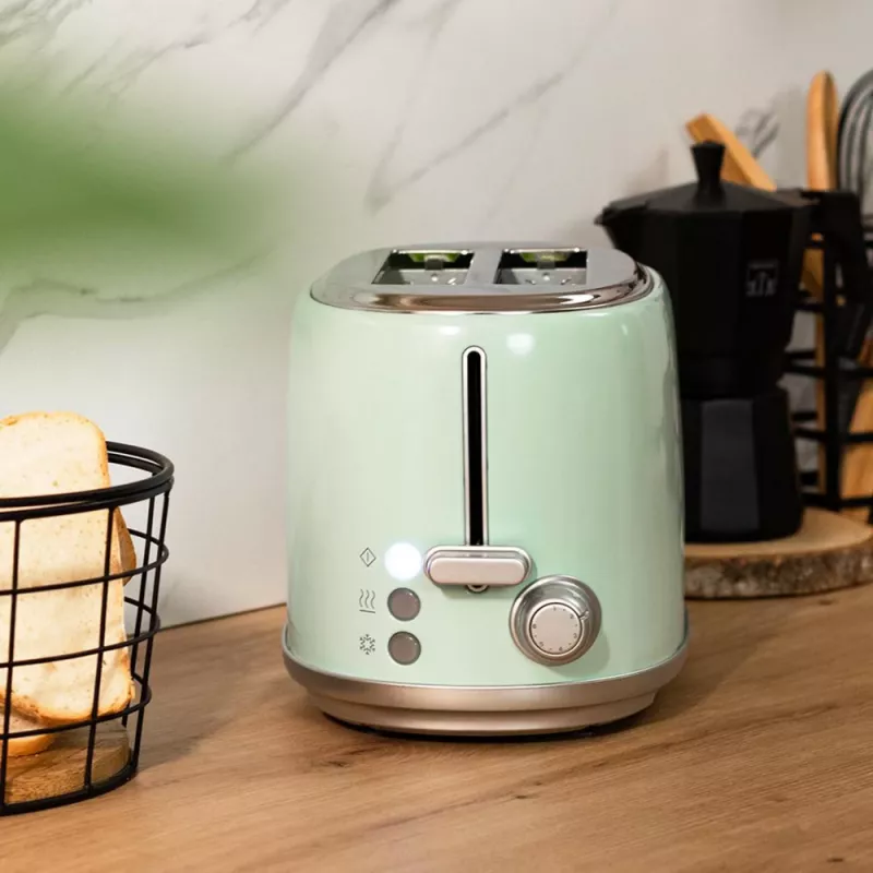 Skrudintuvas Toast&Taste 1000 Retro Double Green (Žalias, 980 W, 2 riekėms)