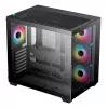 PC korpusas DeepCool CG530 4F Midi Tower Juodas — grūdintas stiklas, ATX/ITX/Micro ATX, 3x120mm ventiliatoriai, USB-C