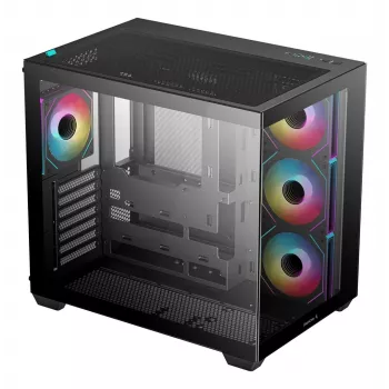 PC korpusas DeepCool CG530 4F Midi Tower Juodas — grūdintas stiklas, ATX/ITX/Micro ATX, 3x120mm ventiliatoriai, USB-C