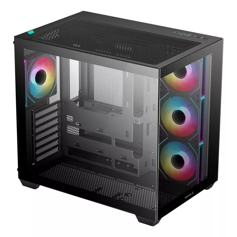 PC korpusas DeepCool CG530 4F Midi Tower Juodas — grūdintas stiklas, ATX/ITX/Micro ATX, 3x120mm ventiliatoriai, USB-C