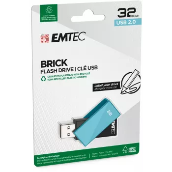 USB atmintukas Emtec 32 GB USB-A C350 Brick 2.0 juodai mėlynas
