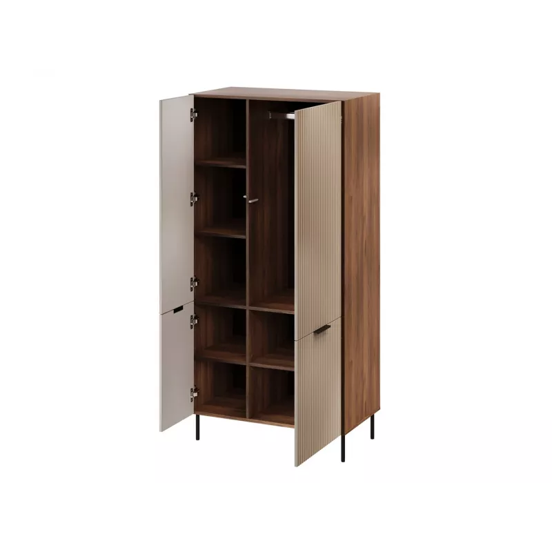 Drabužių spinta Cama Meble ALMERA Cama 5 90x52x185 cm, riešutmedžio rėmas, kaspininės durys, 6 lentynos