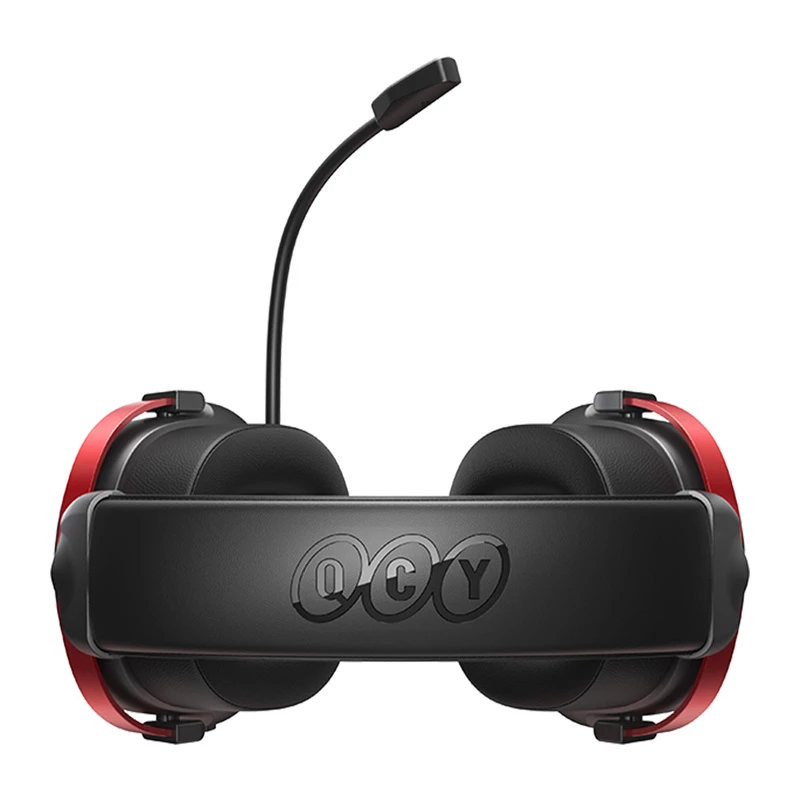 Belaidės žaidimų ausinės QCY Heroad VN200 (juodos ir raudonos) – viršugalvinės, mikrofonas, Bluetooth