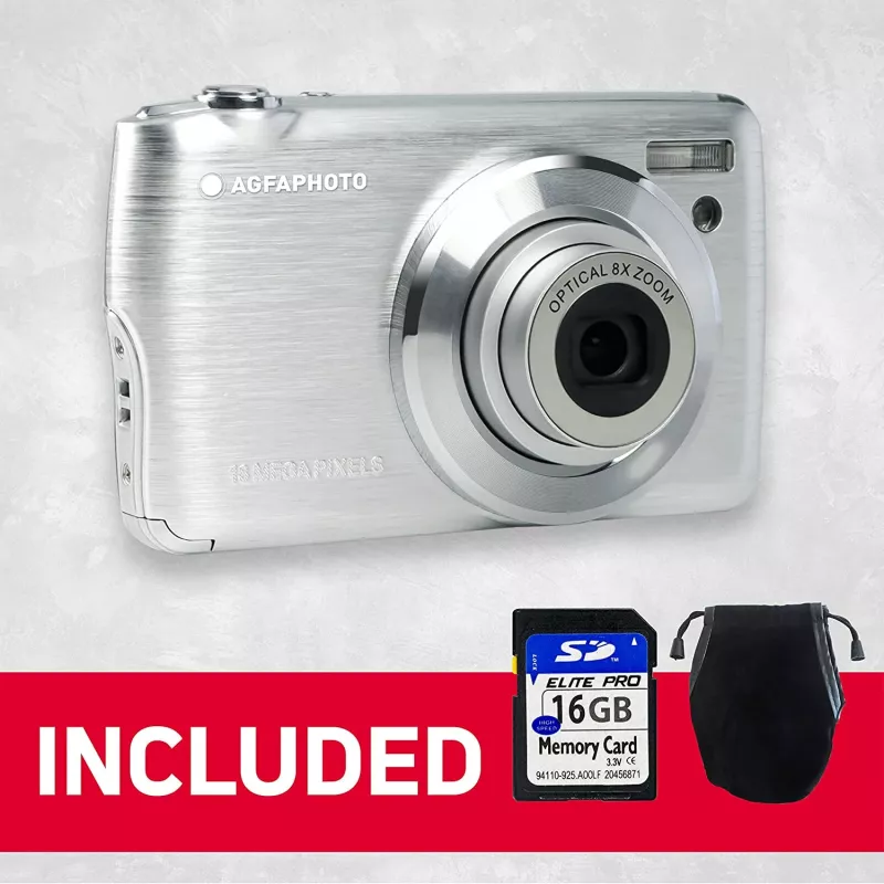 Agfa Photo DC8200 Sidabrinis su dėklu ir SD 16 GB kortele