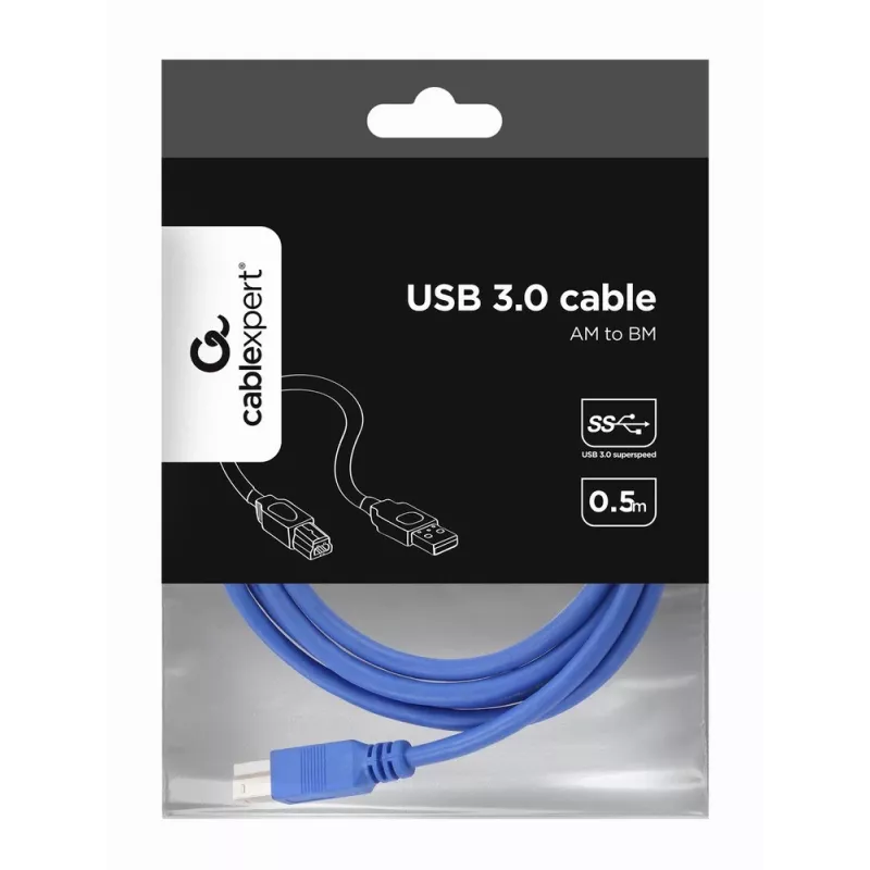 Gembird USB 3.0 laidas – USB A (vyriškas) į USB B (vyriškas) – 1,8 m – mėlynas