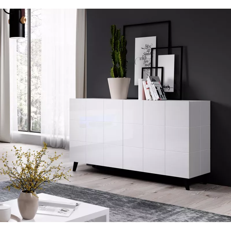 Cama Komoda 2D REJA baltas blizgus/baltas blizgus
