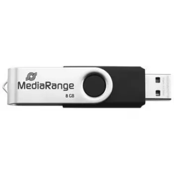 MEDIARANGE MR931-2 16 GB USB atmintukas su USB Type-A / Micro-USB, 2.0, 15 MB/s, pasukama kilpa, sidabrinis-juodas