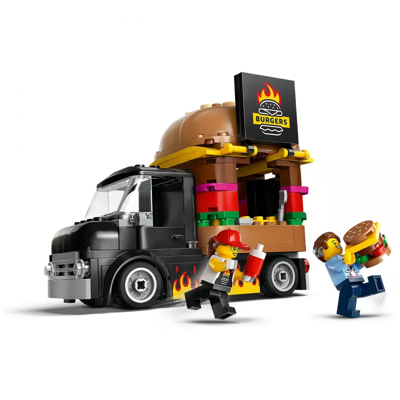 LEGO City Burger Van Maistas Iš Furgono Žaislas 5+ Metų Berniukams Ir Mergaitėms Transporto Priemonės Statybos Rinkinys Su Pardavėjo Minifigūra Ir Aksesuarais
