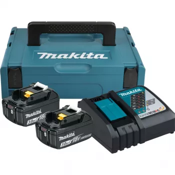 MAKITA 18V MAKPAC 2×3.0AH BL1830B + DC18RC maitinimo rinkinys