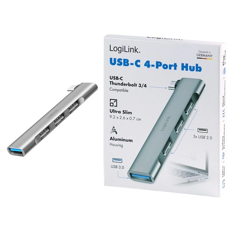 LogiLink USB 3.2 Gen1 4 prievadų USB-C šakotuvas 1x USB 3.0 AF 3x USB 2.0 AF UA0437