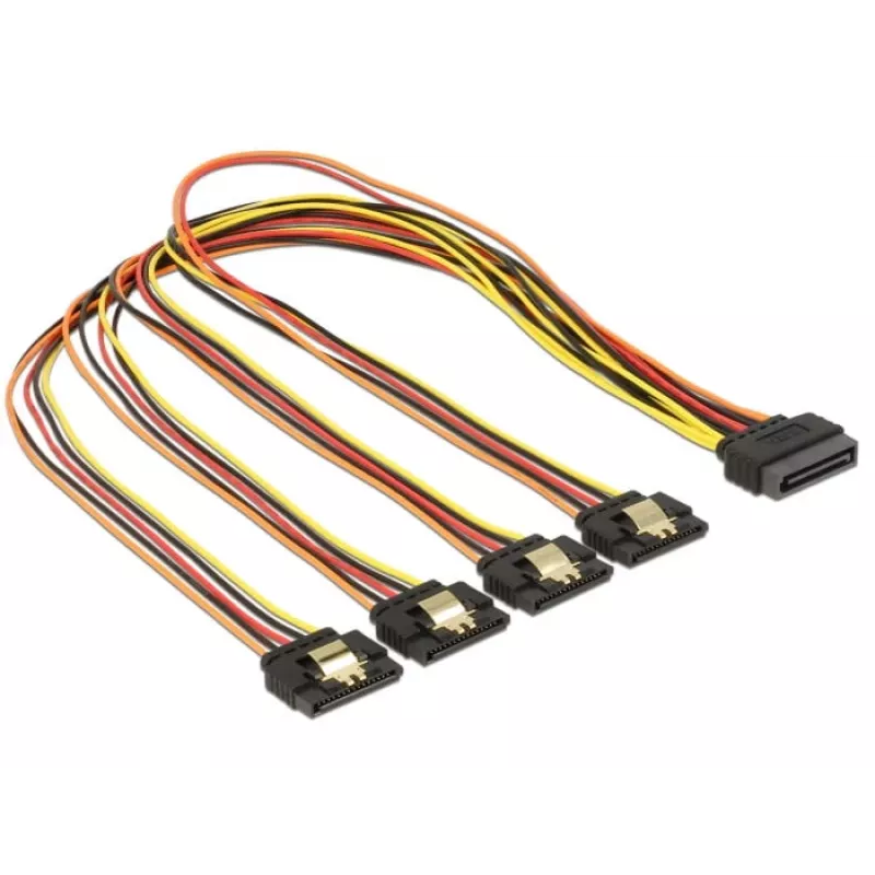 SATA maitinimo laidas DeLOCK 60158 0,5 m SATA 15 kontaktų → 4 × SATA 15 kontaktų įvairiaspalvis