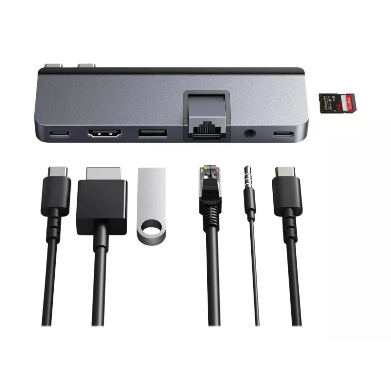 HyperDrive DUO PRO 7-in-2 USB-C centras, skirtas MacBook Air/Pro 2016-2020, su HDMI ir Ethernet LAN (RJ-45)