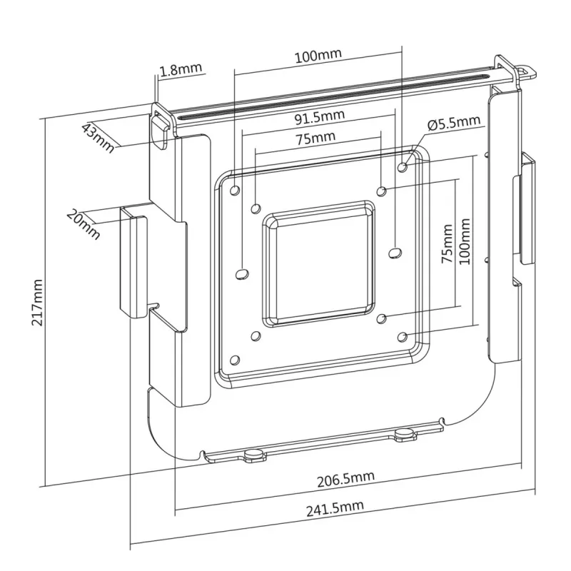 Laikiklis MACLEAN MC-473 VESA 75x75 / 100x100, skirtas Mac Mini (2014 ir vėlesniems)