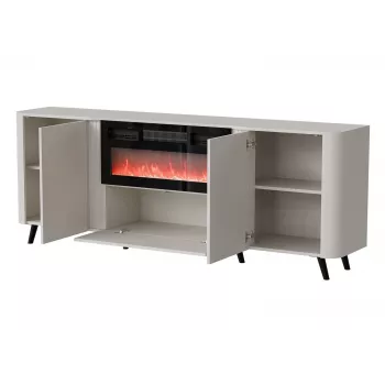 Komoda Cama Meble Volare 200 x 39 x 75 cm, kashmyro spalvos, medžio drožlių plokštės rėmas, įmontuotas elektrinis židinys