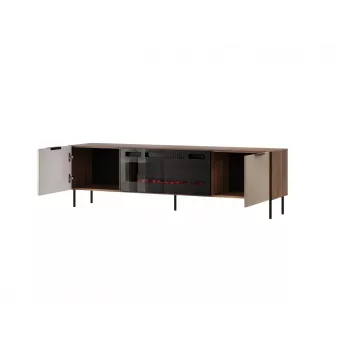 Spintelė televizoriui Cama Meble ALMERA 180.5×42×52.5 cm riešutas/šampanas su juodu židiniu