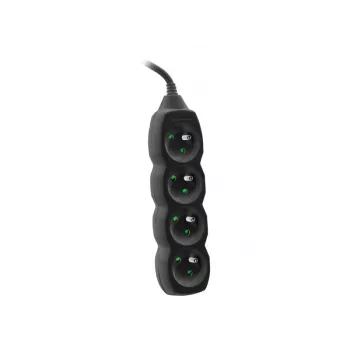 Tracer PowerCord ilgintuvas, 4 kištukiniai lizdai, 3 m, juodos spalvos