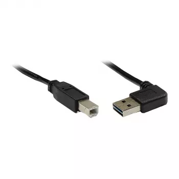 GoodConnections USB 2.0 jungiamasis kabelis EASY Plug A kampinis į B kištuką, juodas, 5m