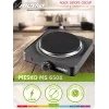 Mesko Home MS 6508 juoda elektrinė kaitlentė su sandaria plokšte, 1 zona
