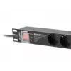 Maitinimo skirstytuvas LANBERG PDU-PRO-07F-0200-BK — 1U stovo PDU, 7 F tipo lizdai, 16 A, 2 m laidas, juodas