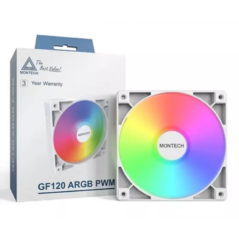 Montech GF120 V2 ARGB 120 mm ventiliatorių rinkinys 3 vnt. Baltas