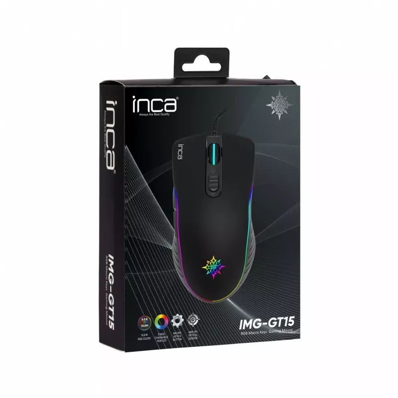 INCA Gaming Mouse IMG-GT15 4800 DPI. RGB. 7 mygtukai. USB. SW mažmeninė