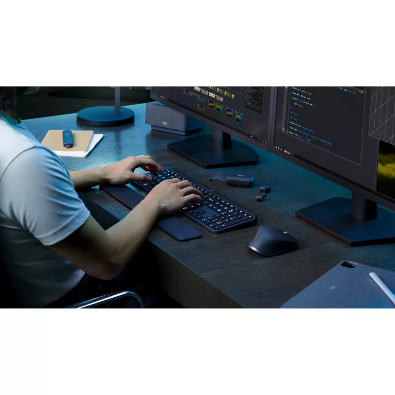 Logitech MX Keys S Combo klaviatūra su pele, belaidė RF + Bluetooth, QWERTZ Šveicariškas išdėstymas, grafito spalva