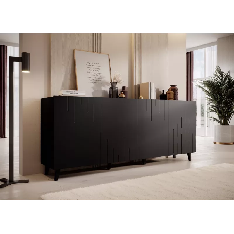 BARI komoda 200x42x82 juodas matinis