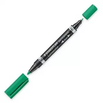 Permanentinis žymeklis Staedtler Lumocolor Duo Fine/Bullet Tip žalias