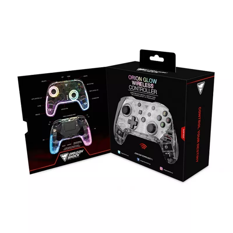 Belaidis žaidimų pultas Dragonshock Orion Glow RGB su RGB apšvietimu, skirtas Nintendo Switch