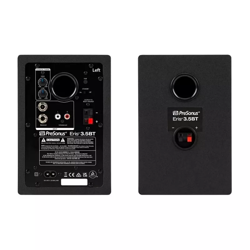 Aktyvūs monitoriai PreSonus Eris 3.5 BT 2nd Gen — pora, 2×25 W RMS, 80–20 000 Hz, Bluetooth 5.0, RCA/TRS įėjimai, 3,5 mm ausinėms