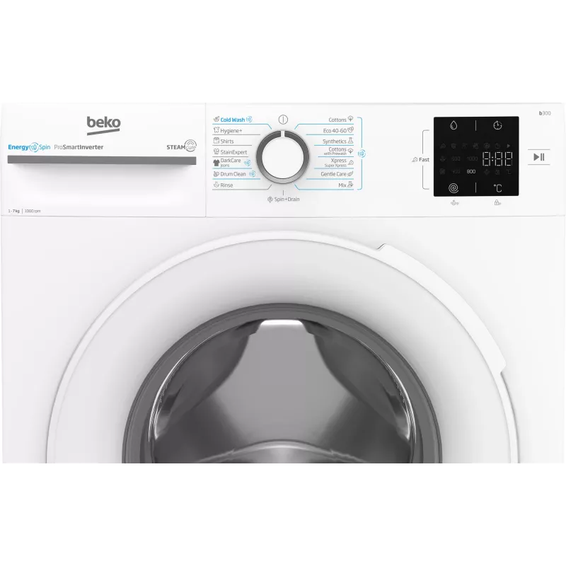BEKO BM3WFSU37013WW Skalbimo mašina, 7 kg, A energijos klasė, 49,6 cm, 1000 aps./min., inverterinis variklis, Steam Cure